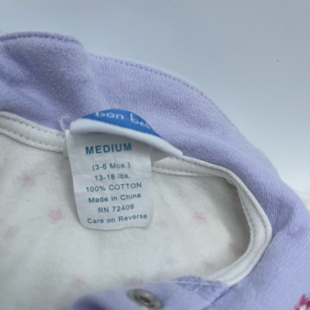 Bon Bebe Floral Baby Onesie with purple collar size 3-6 months (Pre-Owned) - Picture 7 of 7